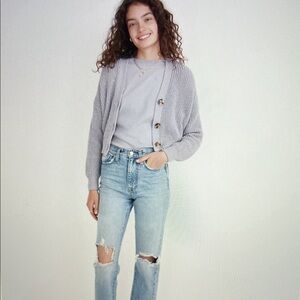 Madewell Graywood Crop Cardigan in Faded Lavender